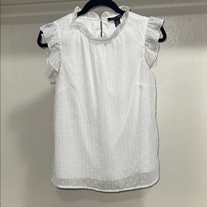 White Ruffled Sleeveless Blouse